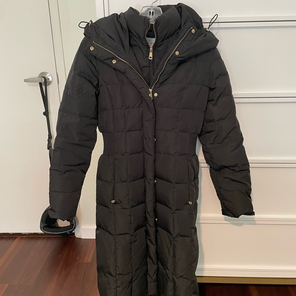 Cole Haan Down Jacket XS! Gold Accents & Hood!!